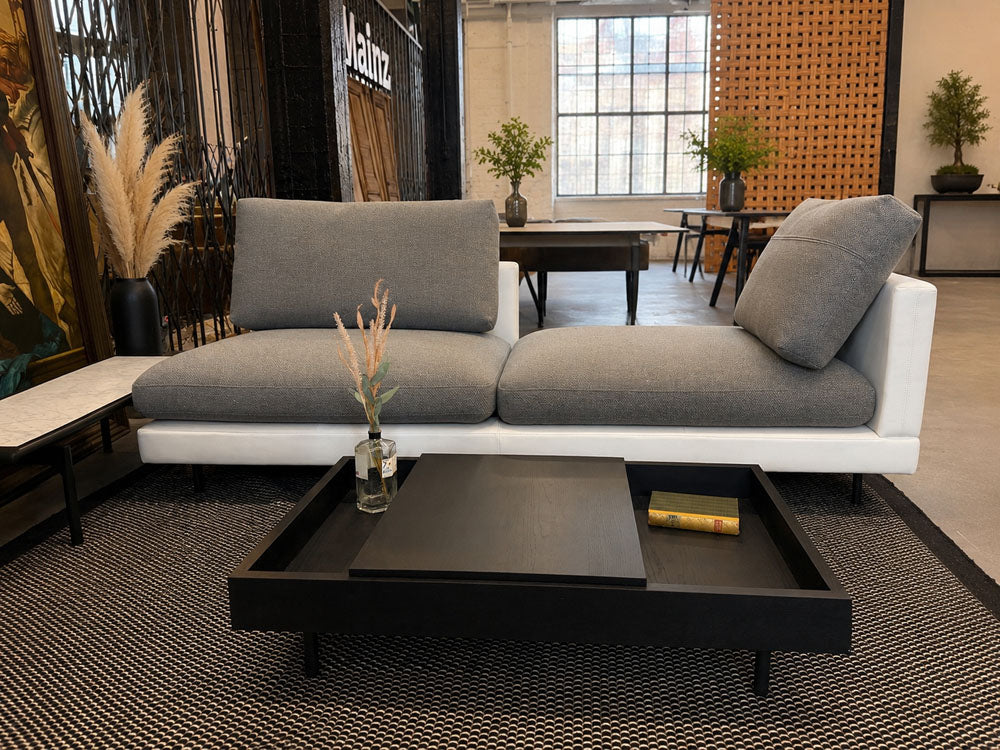 Rolf Benz - Sofa - RB 60 SINA - Stoff - Leder Kombi grau/weiß