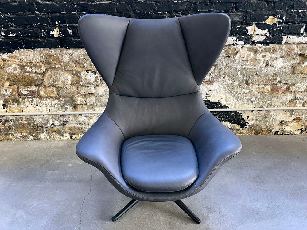 Flexlux - Sessel + Hocker - Stilo - Leder Anthrazit - konfigurierbar