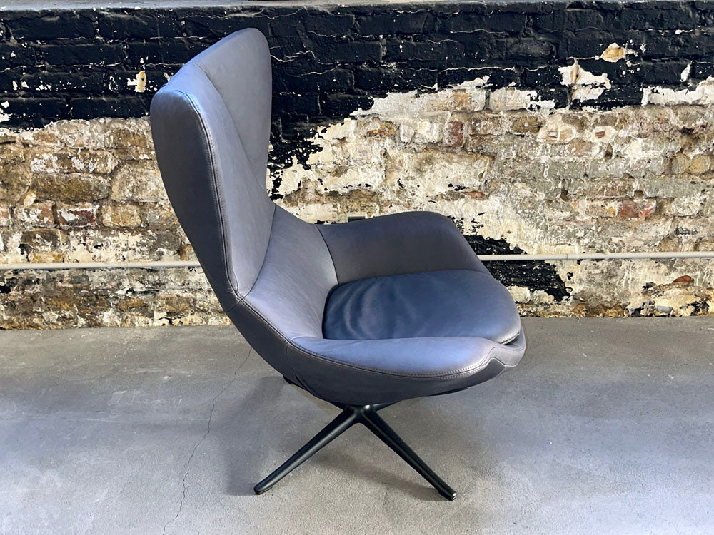Flexlux - Sessel + Hocker - Stilo - Leder Anthrazit - konfigurierbar