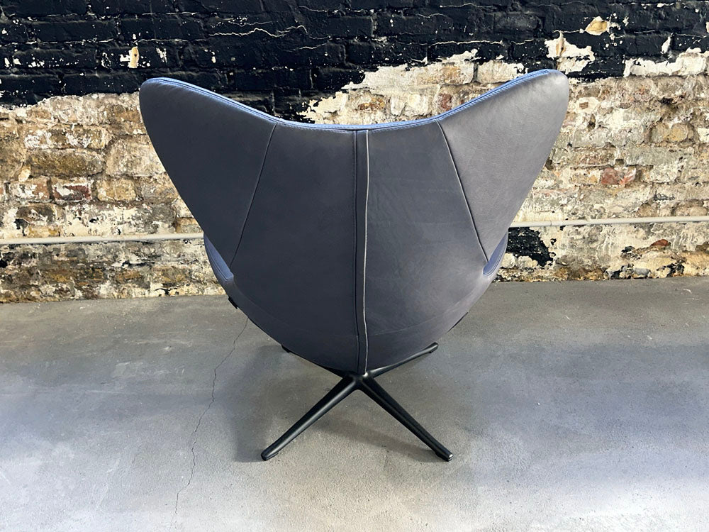 Flexlux - Sessel + Hocker - Stilo - Leder Anthrazit - konfigurierbar