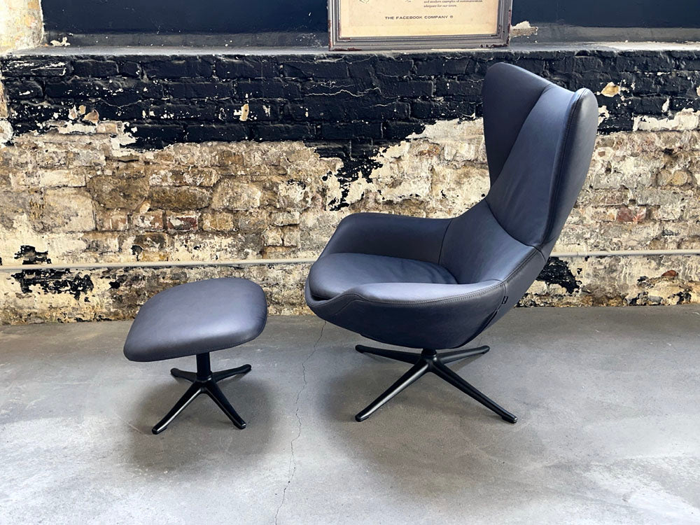 Flexlux - Sessel + Hocker - Stilo - Leder Anthrazit - konfigurierbar