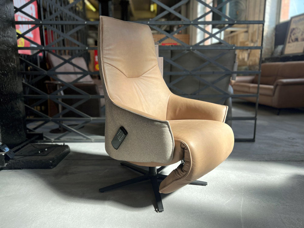 Himolla - Relaxsessel - 7162 S-Lounger - Leder Stoff Mix braun - sofort verfügbar