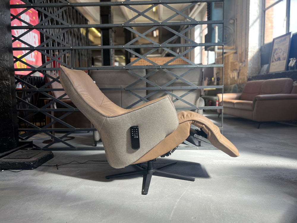 Himolla - Relaxsessel - 7162 S-Lounger - Leder Stoff Mix braun - sofort verfügbar