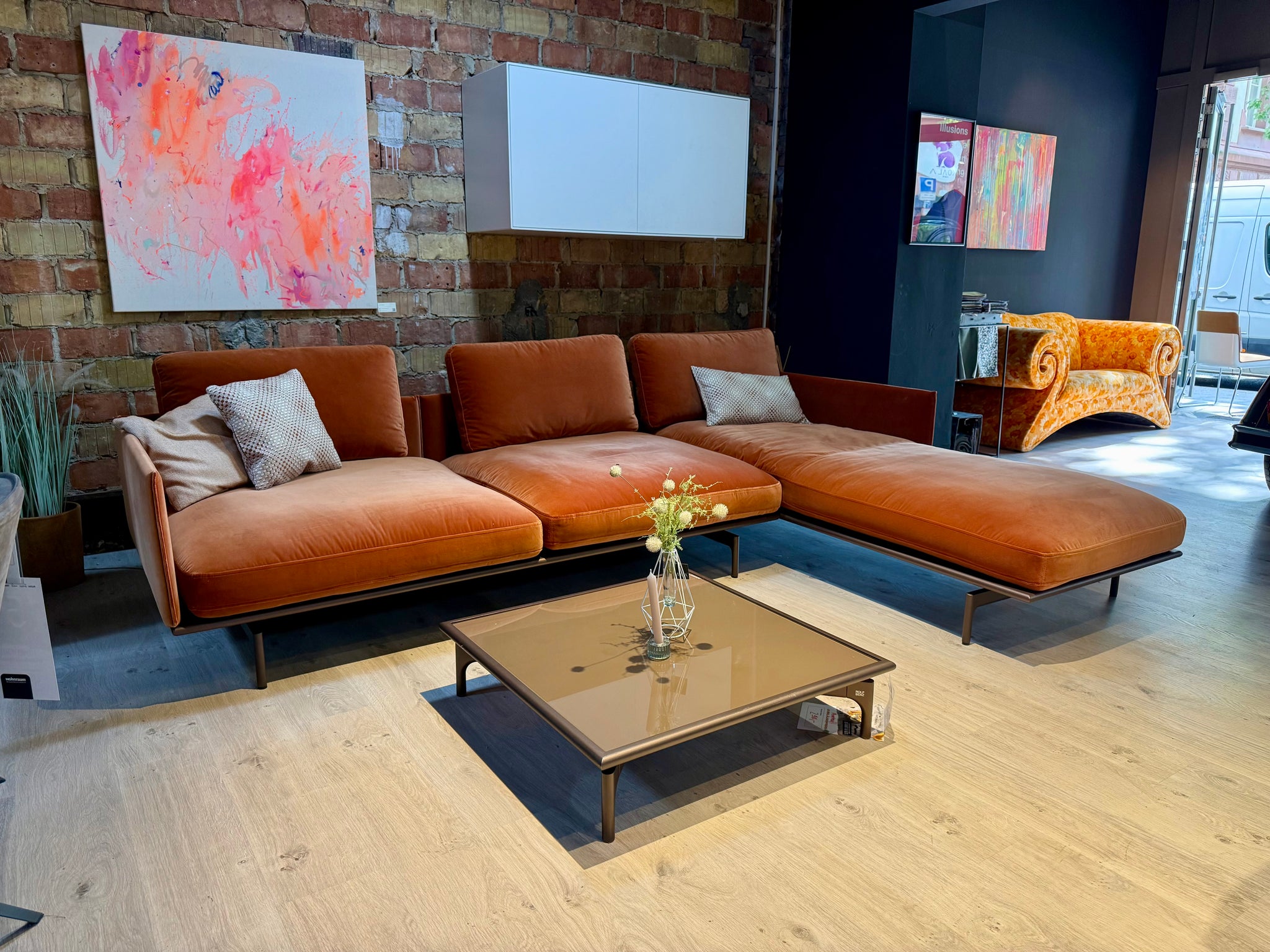 Rolf Benz - Sofa - RB 536 LIV - Stoff orange - sofort verfügbar