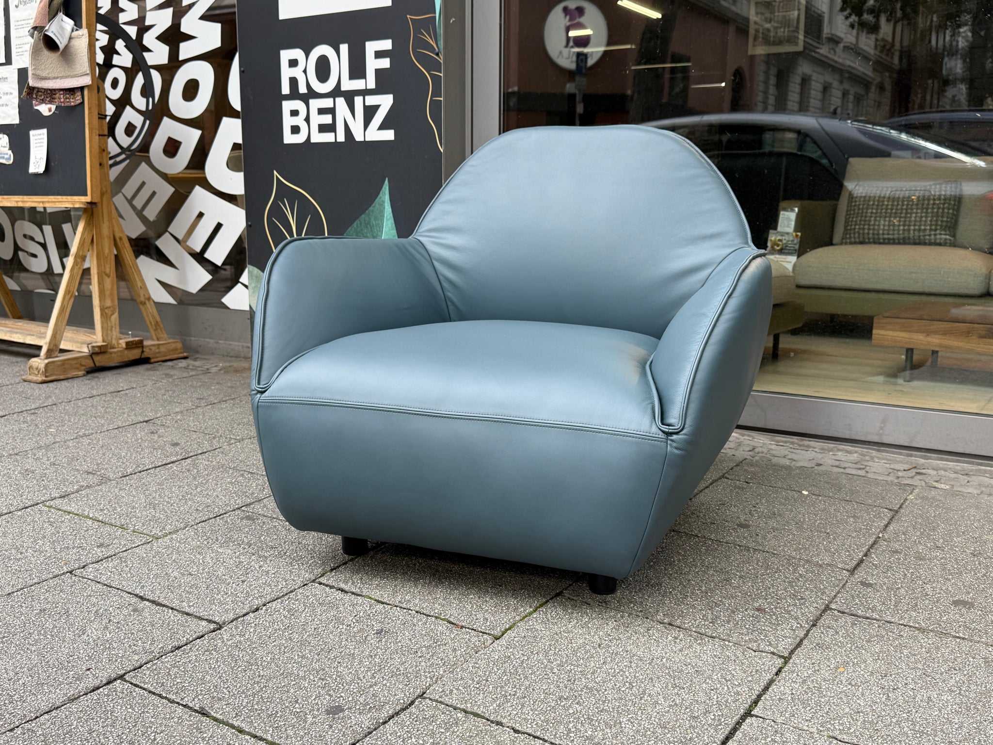 creation by Rolf Benz - Sessel- cr.480 - Leder blau - sofort verfügbar