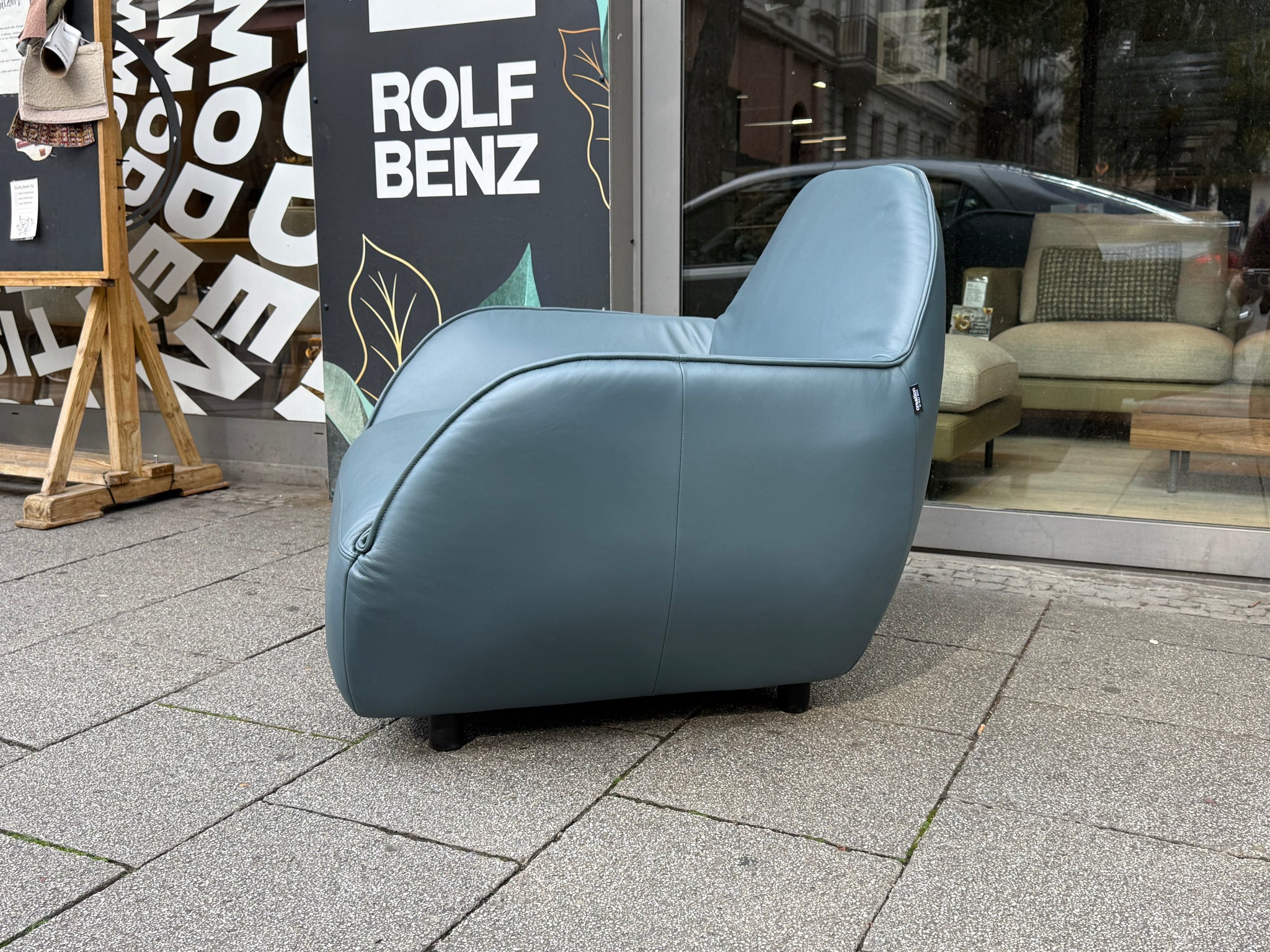 creation by Rolf Benz - Sessel- cr.480 - Leder blau - sofort verfügbar