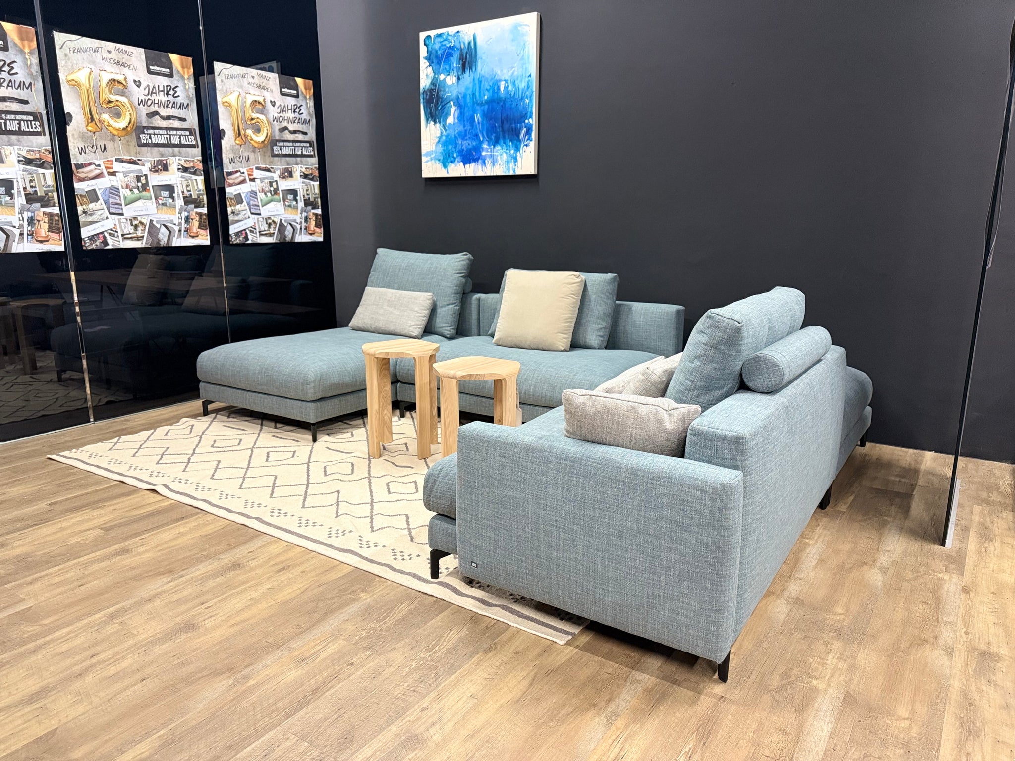 Rolf Benz - Sofa - RB 007 Nuvola - Stoff blau - sofort verfügbar