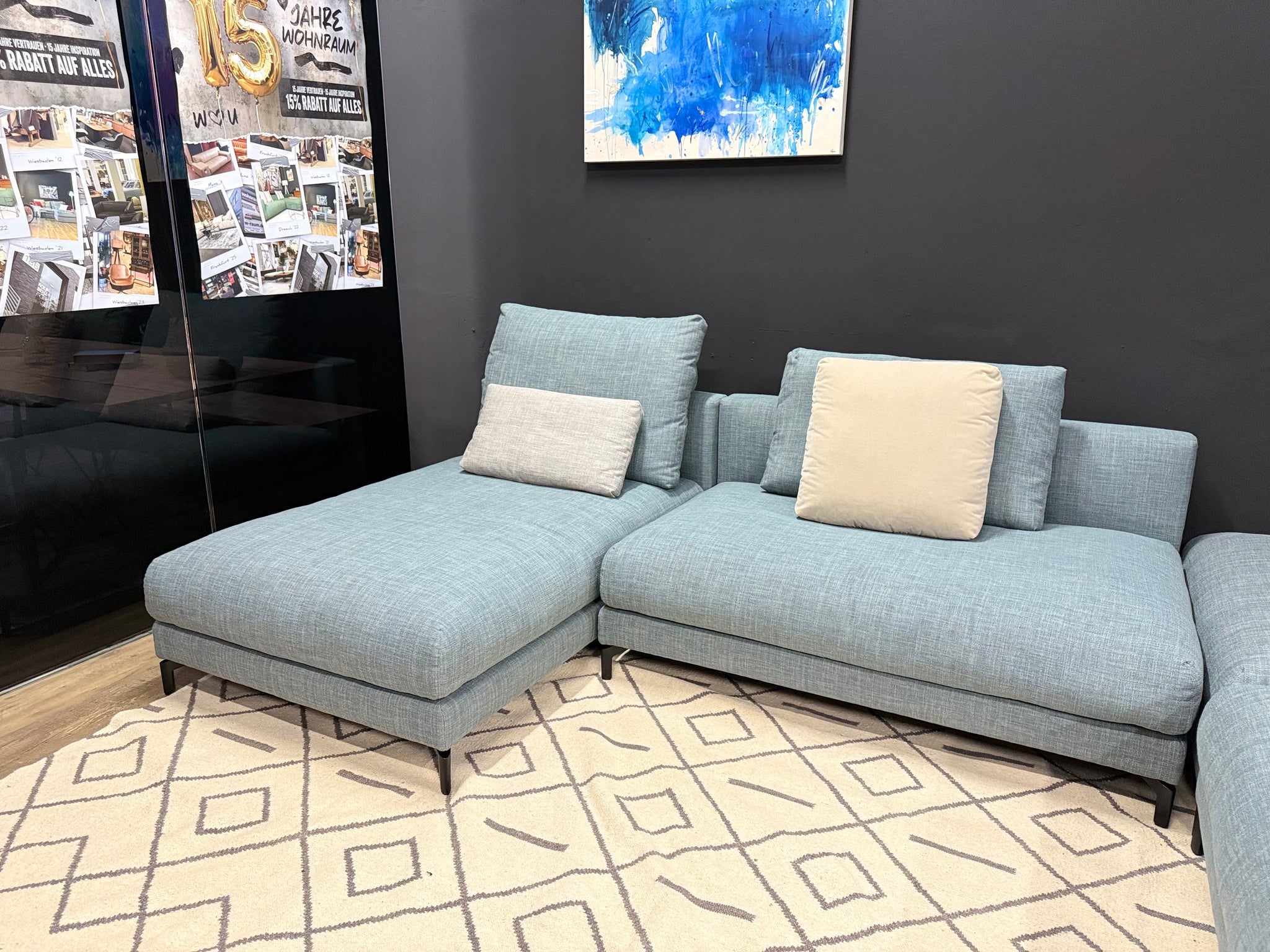 Rolf Benz - Sofa - RB 007 Nuvola - Stoff blau - sofort verfügbar