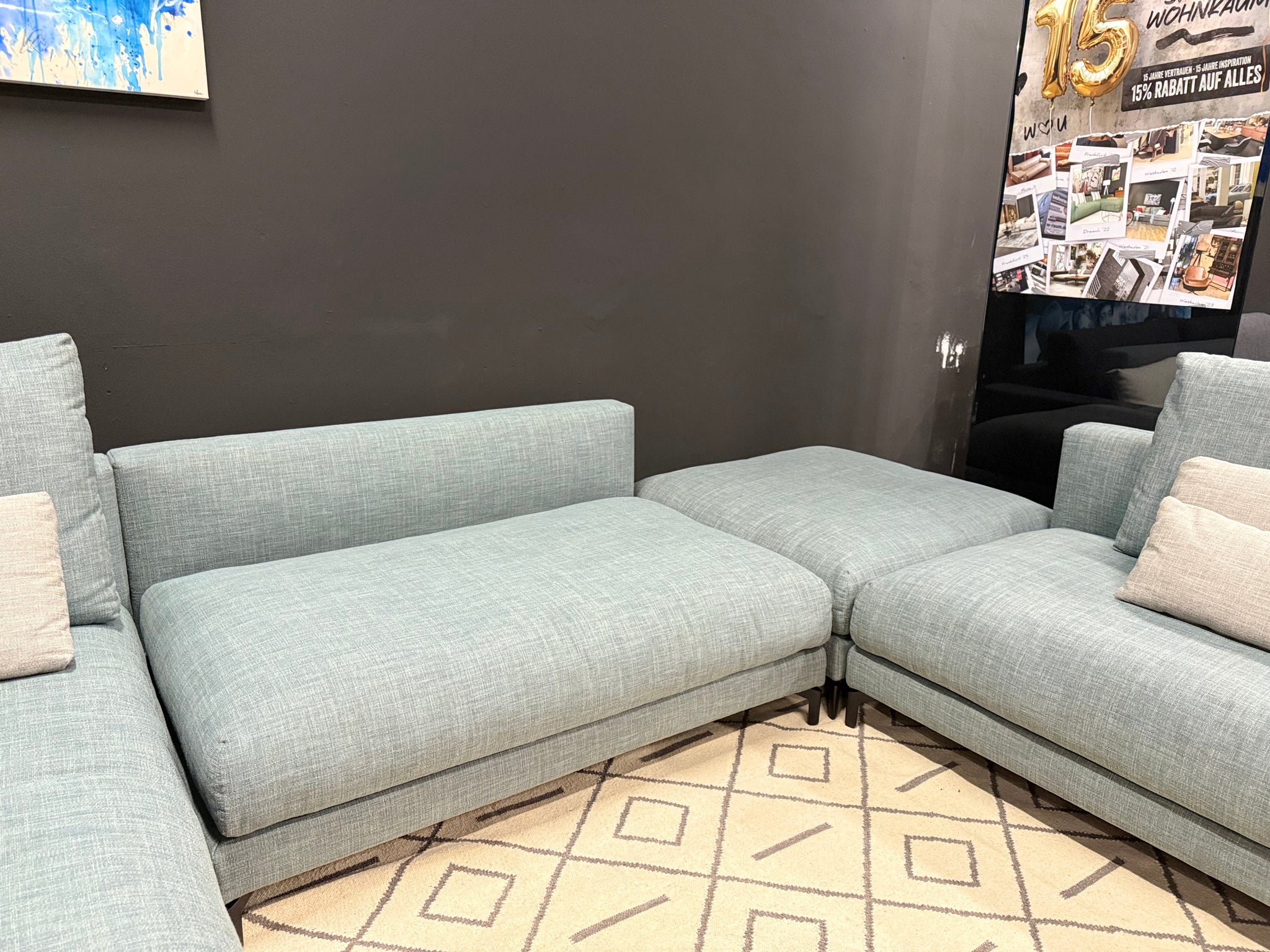 Rolf Benz - Sofa - RB 007 Nuvola - Stoff blau - sofort verfügbar