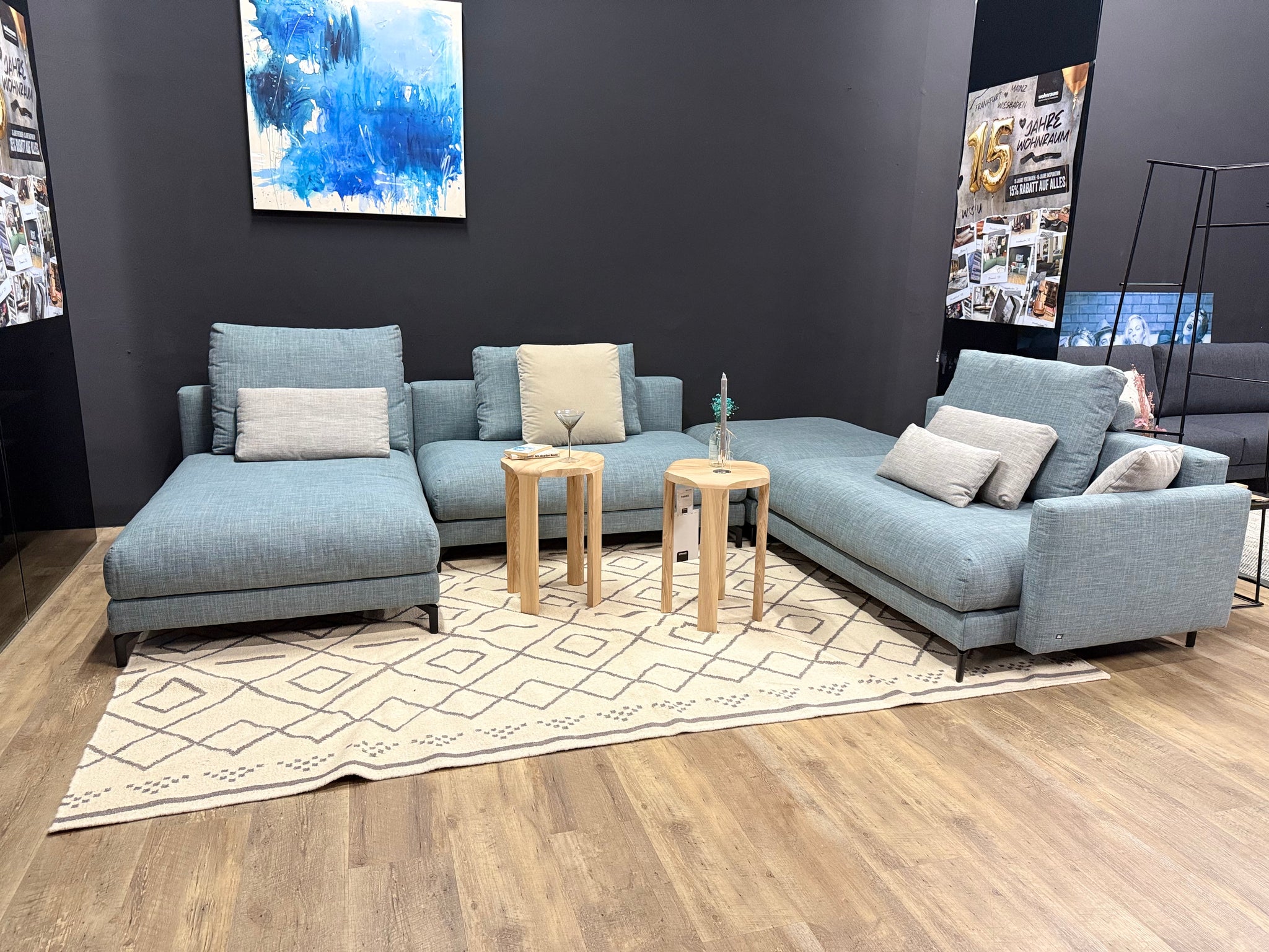 Rolf Benz - Sofa - RB 007 Nuvola - Stoff blau - sofort verfügbar