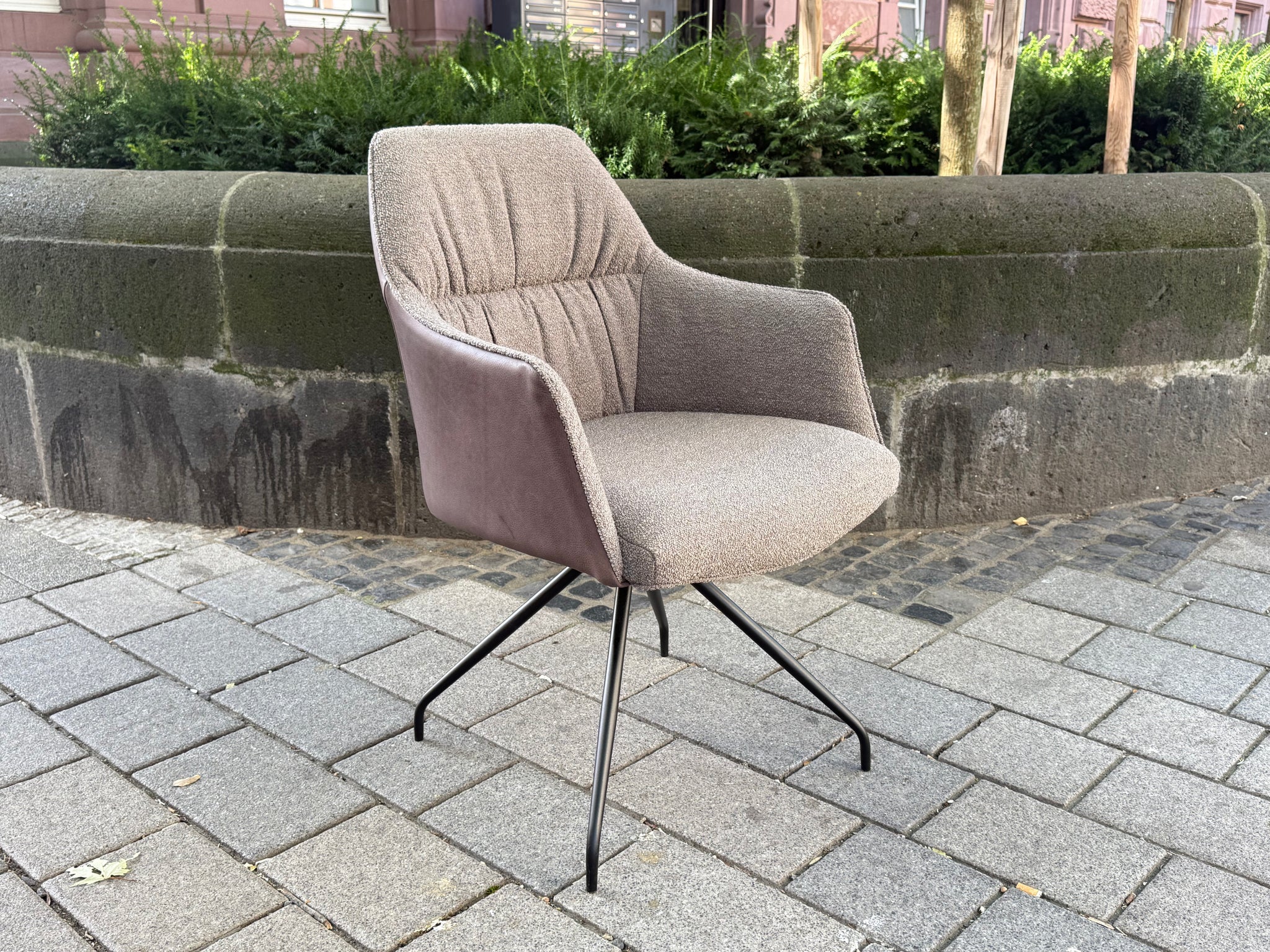 Tiado - Stuhl 2er Set - Tiba- Stoff / Leder braun - sofort Verfügbar