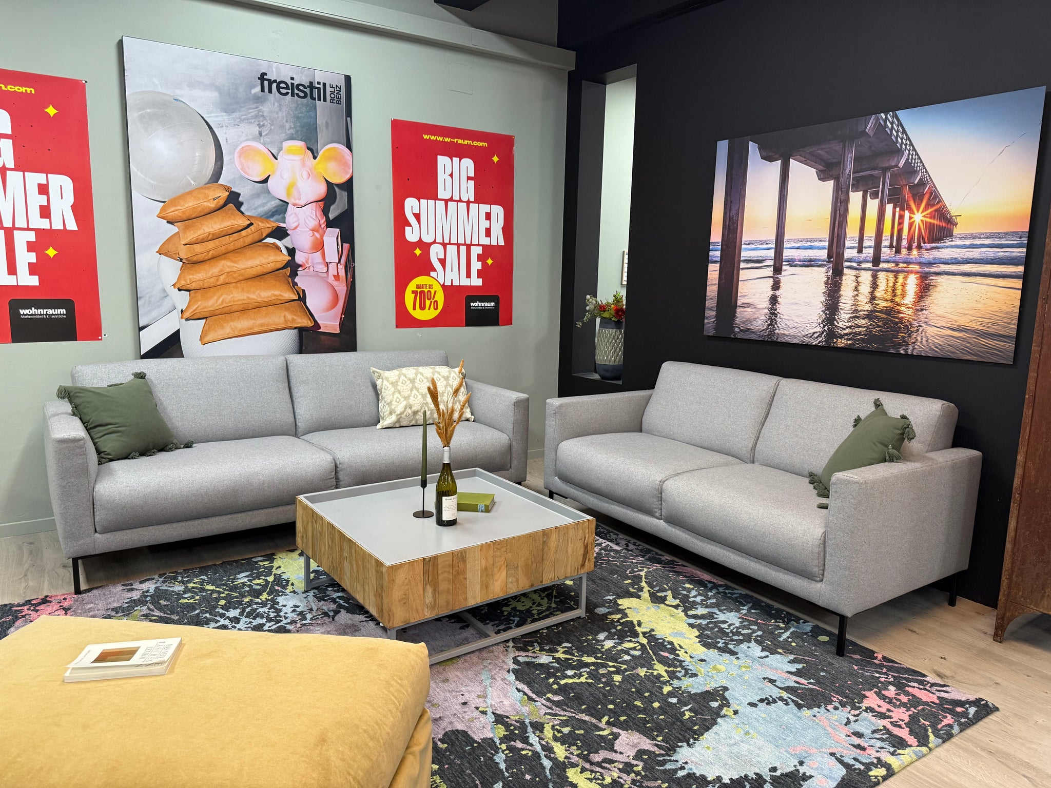 freistil - Sofa - freistil 141 (2-Teilig) - Stoff grau - sofort verfügbar