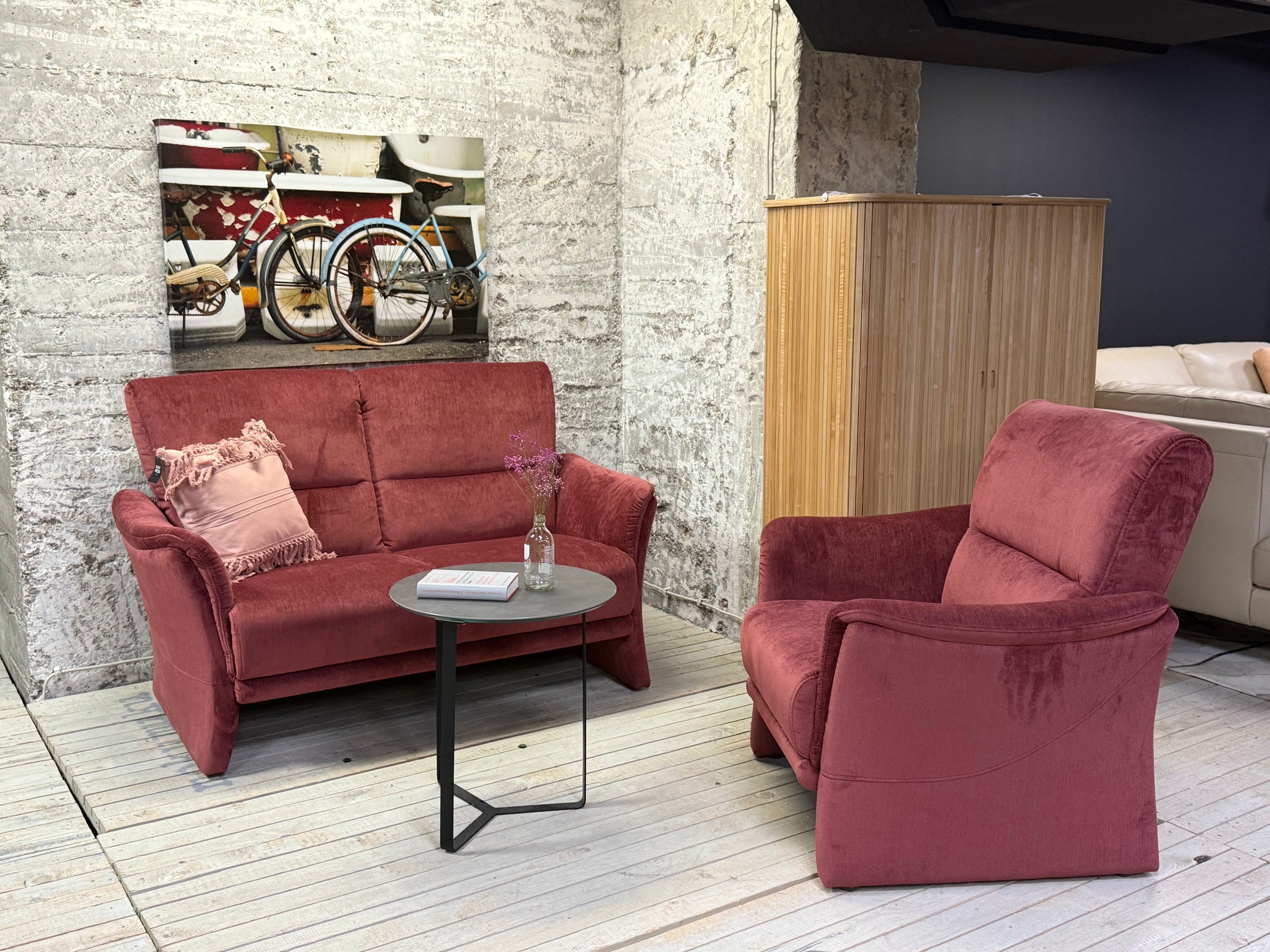 Himolla - Sofa-Set - 9553 Tangram - Stoff rot - sofort verfügbar