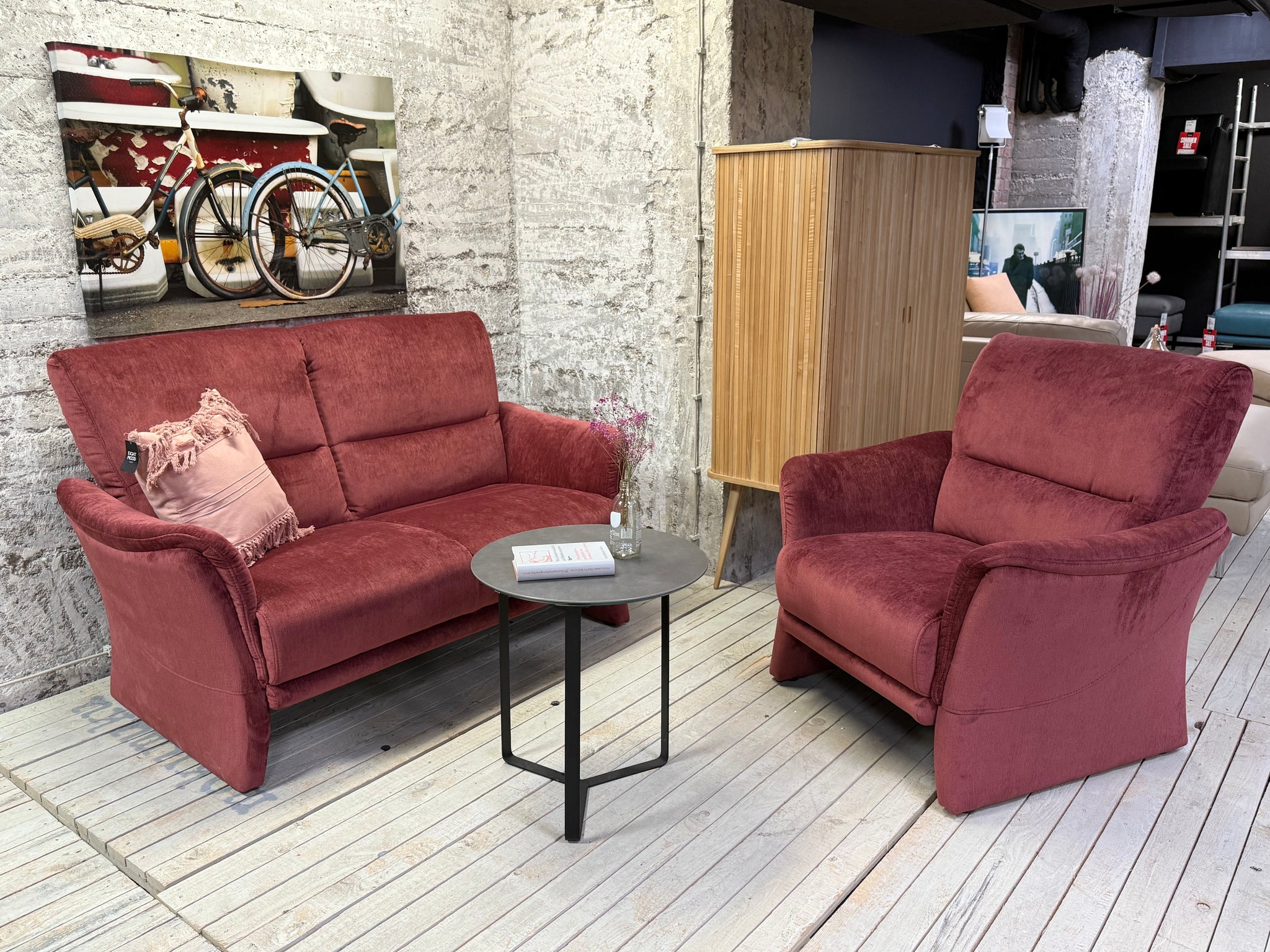 Himolla - Sofa-Set - 9553 Tangram - Stoff rot - sofort verfügbar