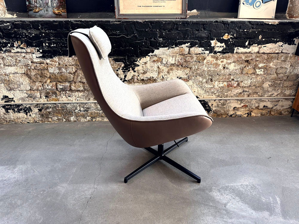 Rolf Benz - Sessel - RB 582 MEG - Leder Stoff Kombi braun - sofort verfügbar