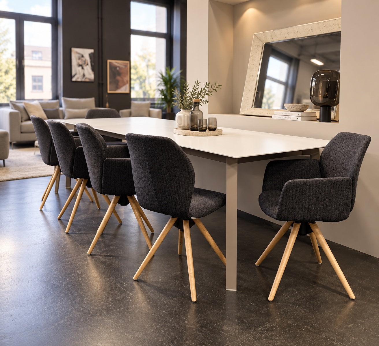 Mobitec - Stuhl - 6er-Set - Mood 91 - Stoff anthrazit