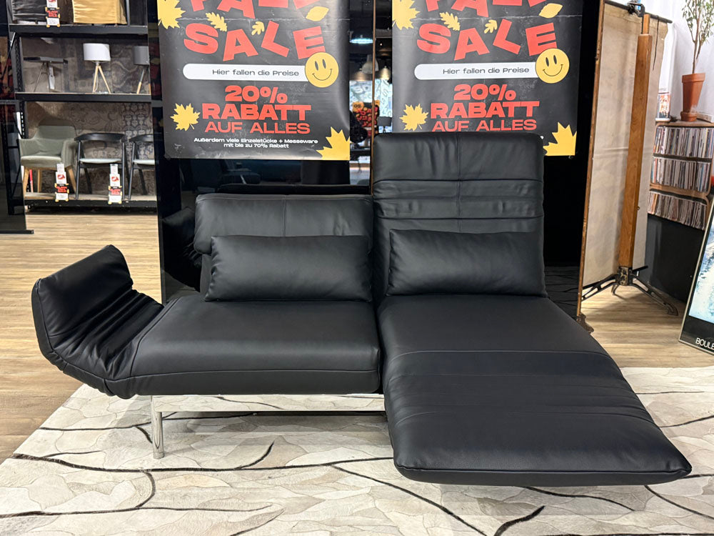 Rolf Benz - Sofa - RB 380 Plura - Leder schwarz - sofort verfügbar