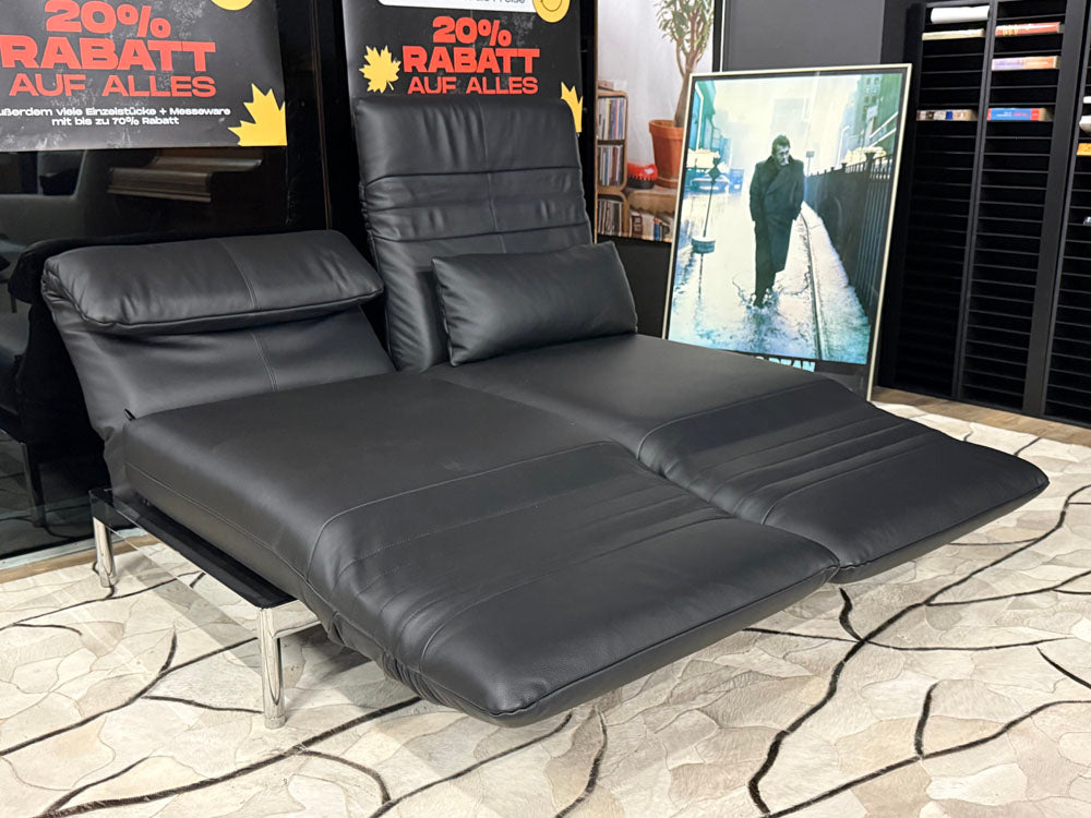 Rolf Benz - Sofa - RB 380 Plura - Leder schwarz - sofort verfügbar