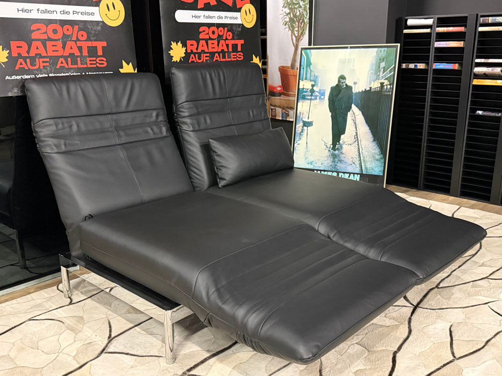 Rolf Benz - Sofa - RB 380 Plura - Leder schwarz - sofort verfügbar