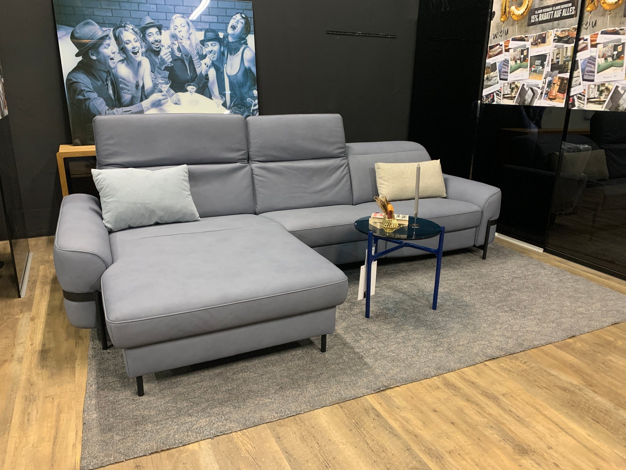 Joop - Sofa - 8181 Circles elektrisch verstellbar - Leder blau - sofort Verfügbar
