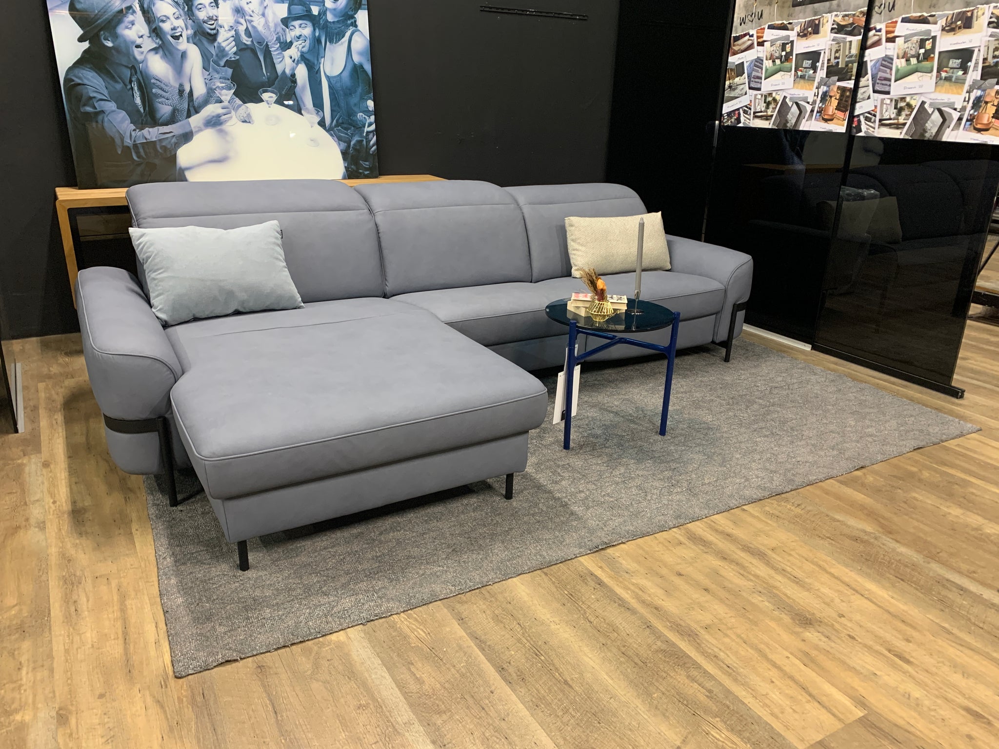 Joop - Sofa - 8181 Circles elektrisch verstellbar - Leder blau - sofort Verfügbar