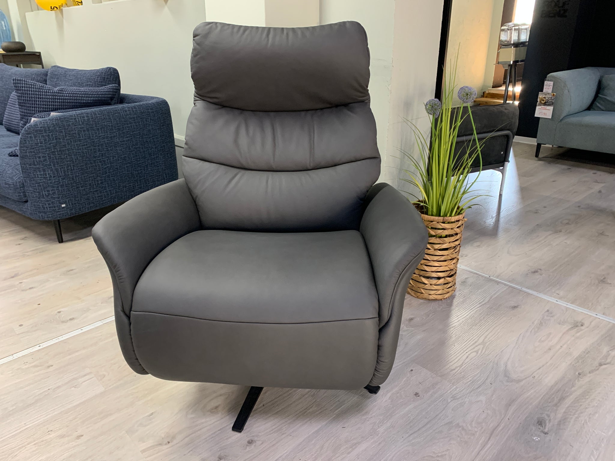 Himolla - Sessel - 7051 Easy-Swing - Leder grau - sofort verfügbar