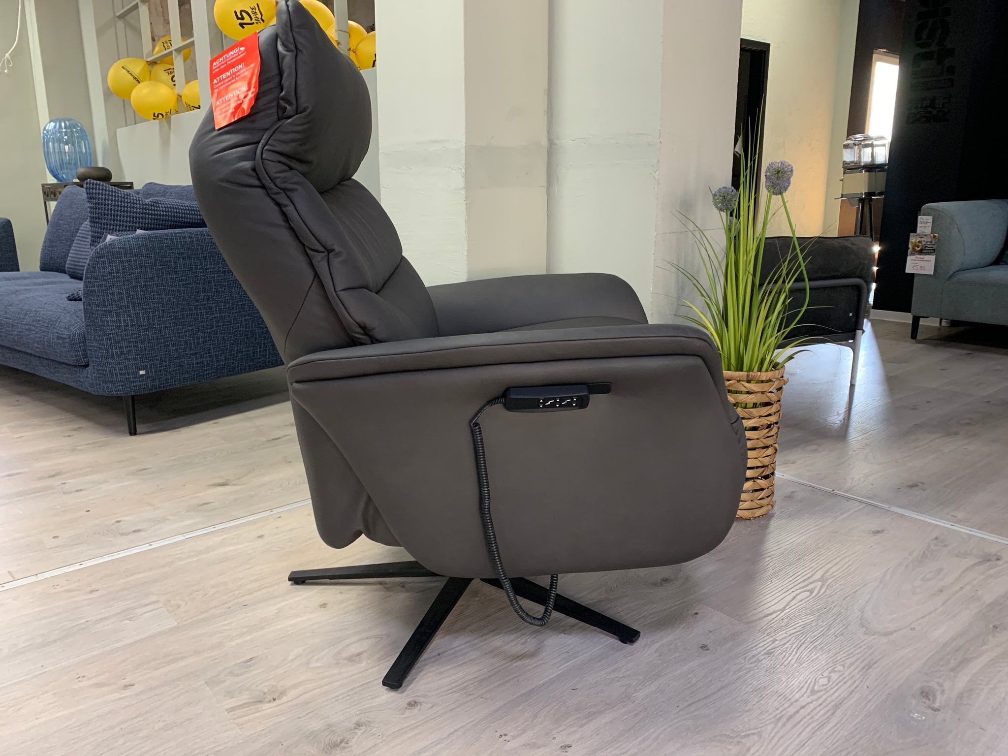 Himolla - Sessel - 7051 Easy-Swing - Leder grau - sofort verfügbar