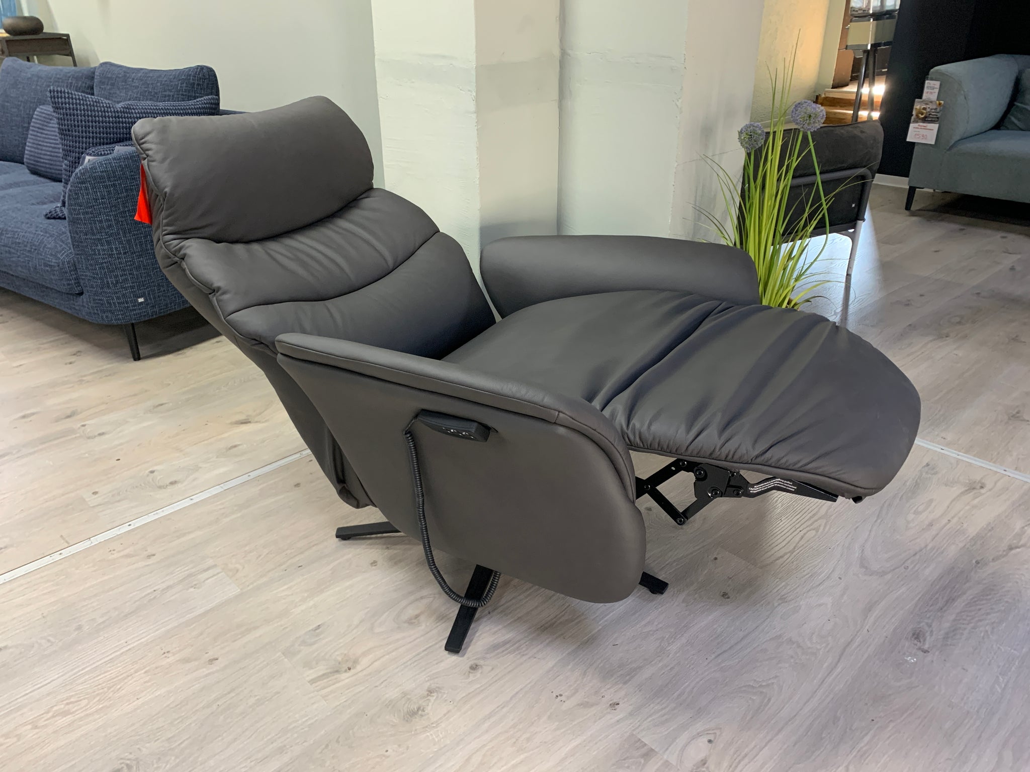 Himolla - Sessel - 7051 Easy-Swing - Leder grau - sofort verfügbar