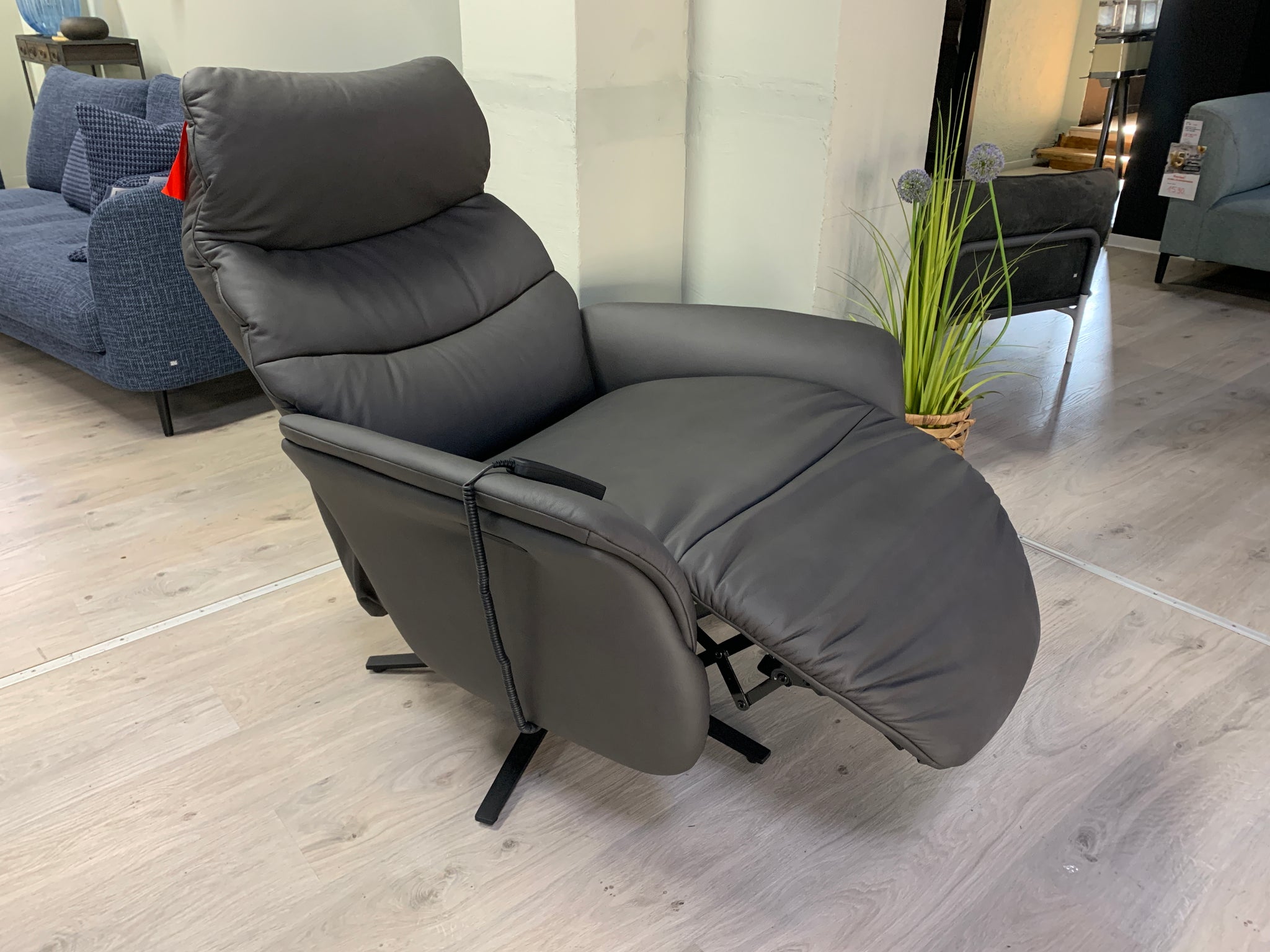 Himolla - Sessel - 7051 Easy-Swing - Leder grau - sofort verfügbar