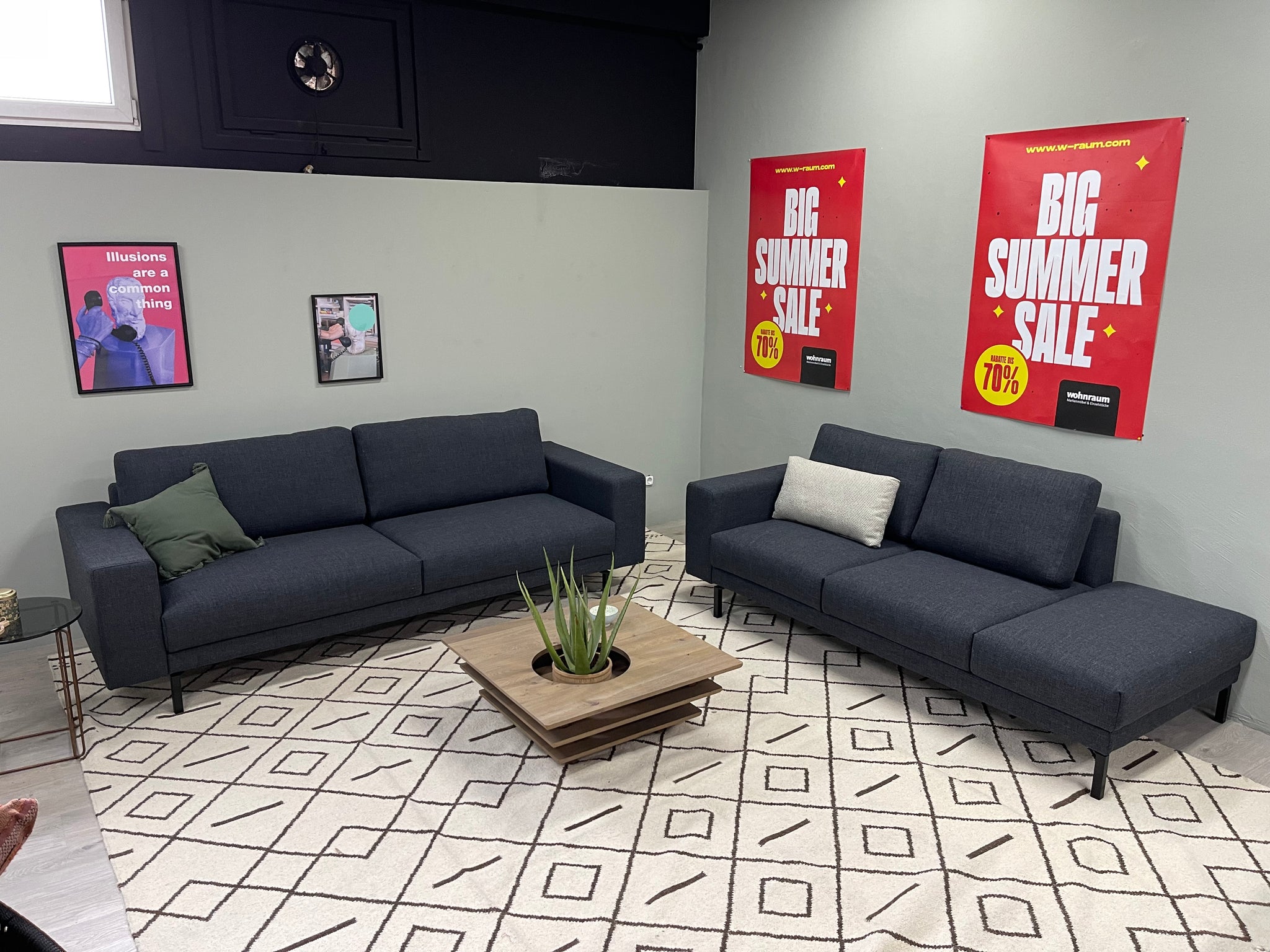 Hülsta- Sofa - hs.450 - Stoff grau - sofort verfügbar
