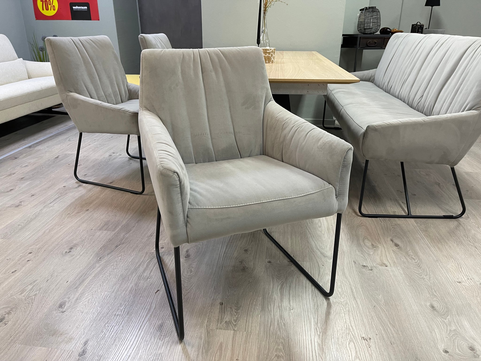 Nouvion - Set Bank+3 Stühle - Jimmy - Stoff grau - sofort verfügbar