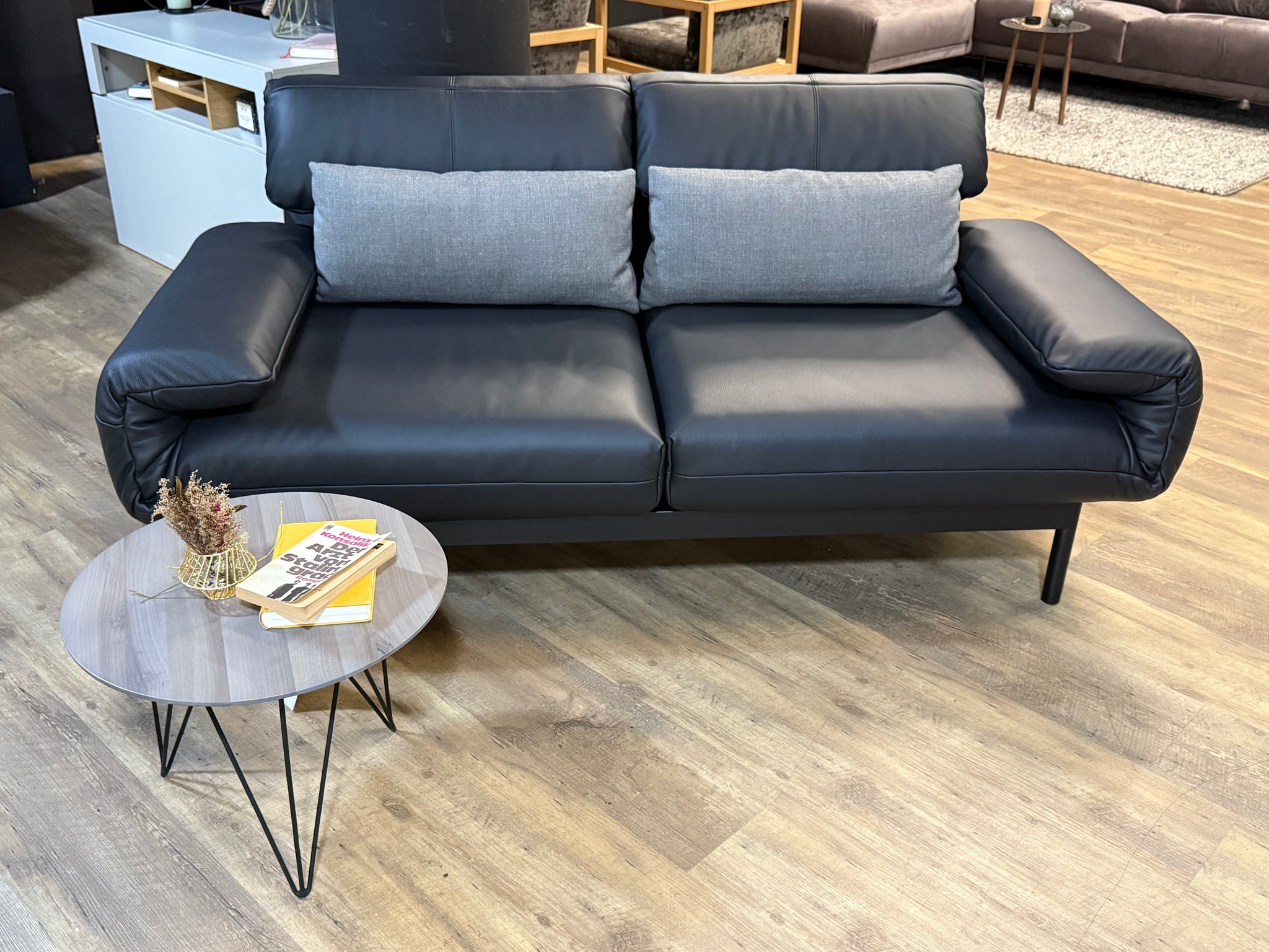 Rolf Benz - Sofa - RB 380 Plura - Leder schwarz - sofort verfügbar