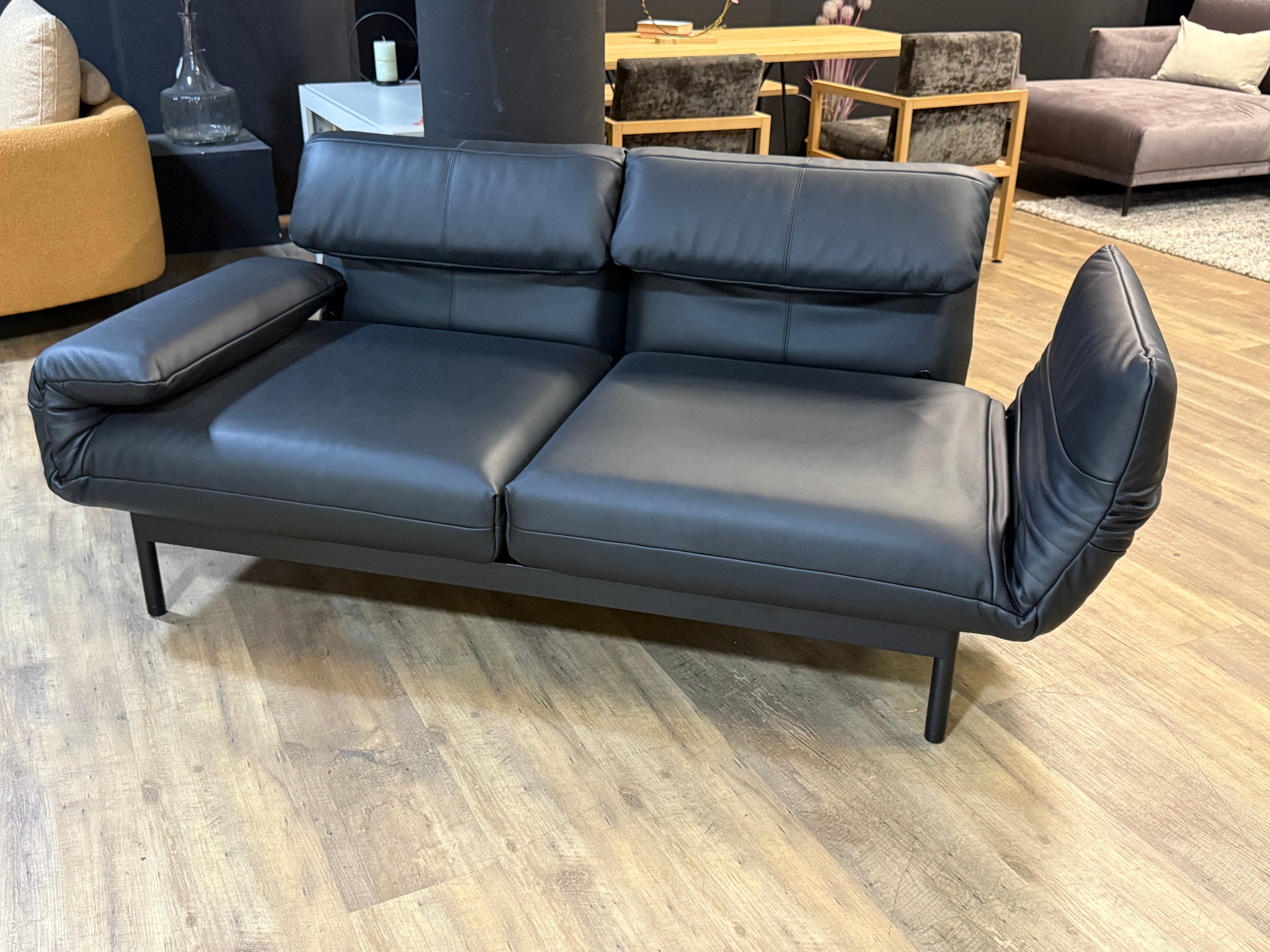 Rolf Benz - Sofa - RB 380 Plura - Leder schwarz - sofort verfügbar