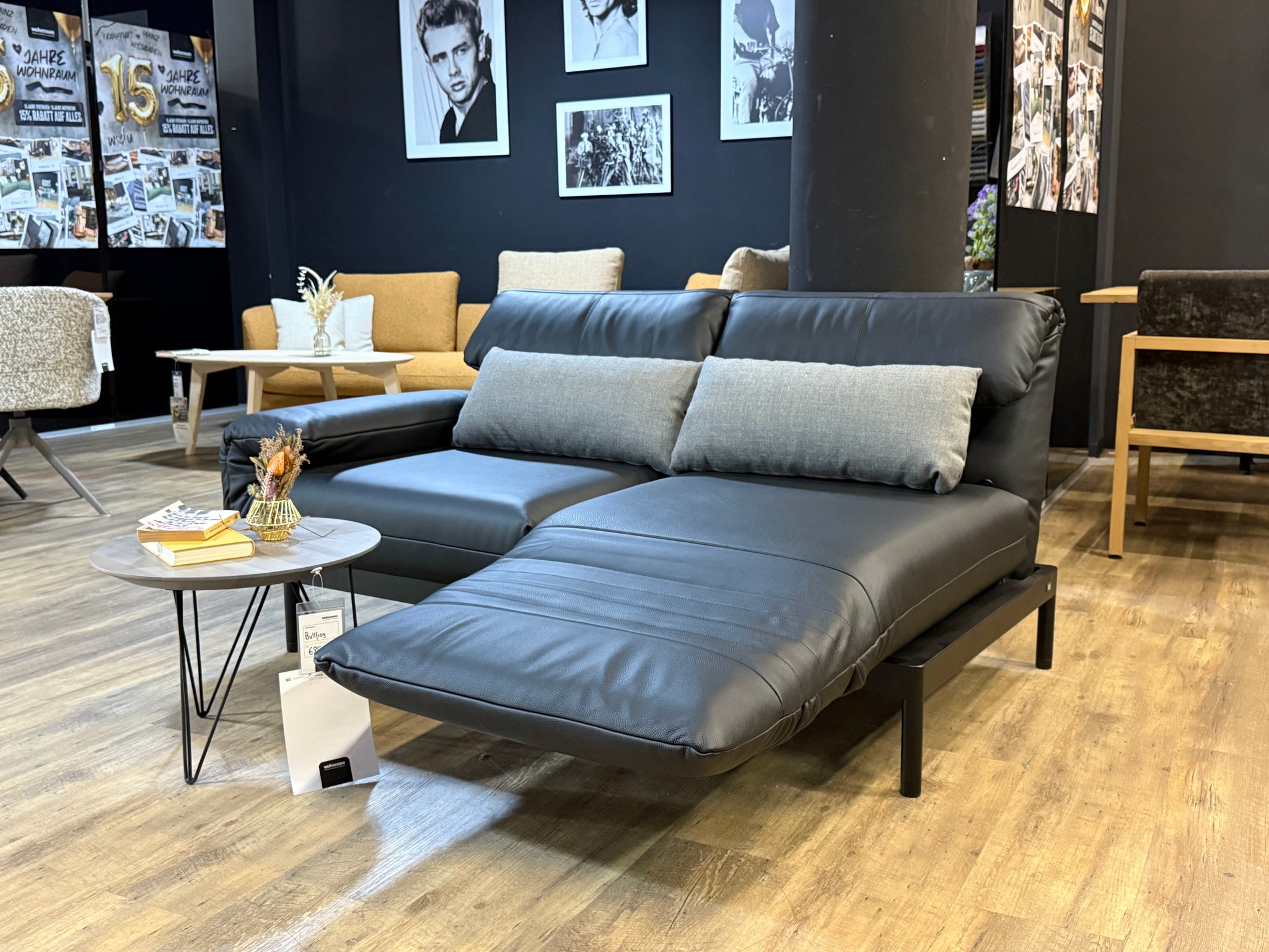 Rolf Benz - Sofa - RB 380 Plura - Leder schwarz - sofort verfügbar