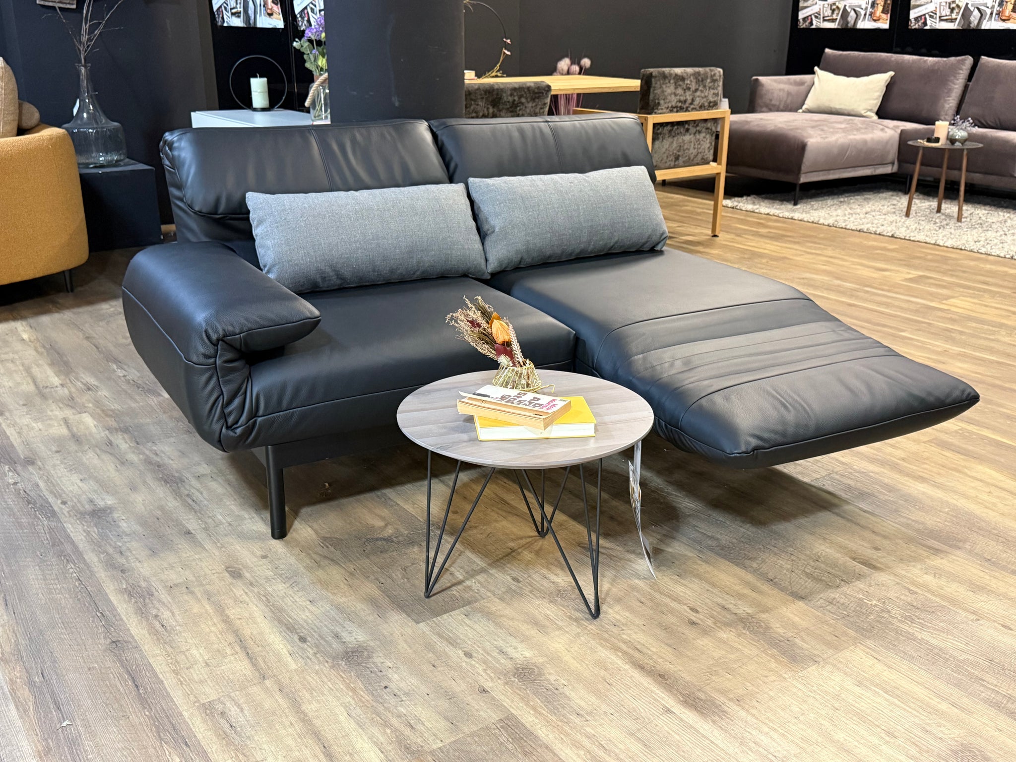 Rolf Benz - Sofa - RB 380 Plura - Leder schwarz - sofort verfügbar