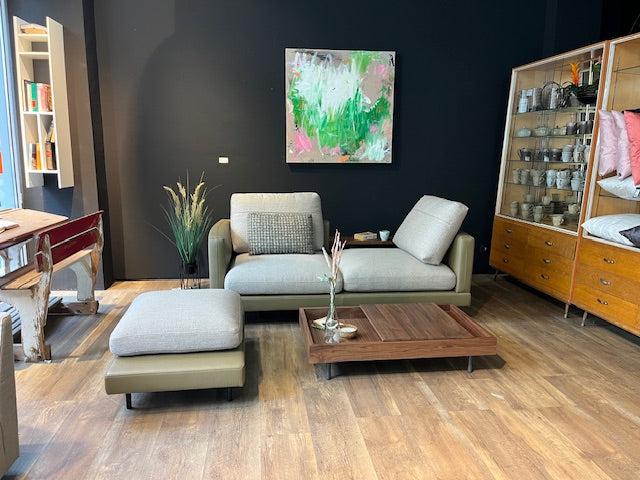 Rolf Benz - Sofa - RB 60 SINA - Stoff grün -Leder beige Kombi - Sofort verfügbar