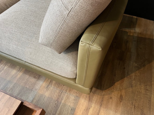 Rolf Benz - Sofa - RB 60 SINA - Stoff grün -Leder beige Kombi - Sofort verfügbar