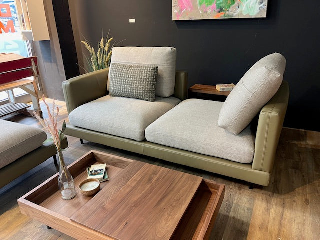Rolf Benz - Sofa - RB 60 SINA - Stoff grün -Leder beige Kombi - Sofort verfügbar