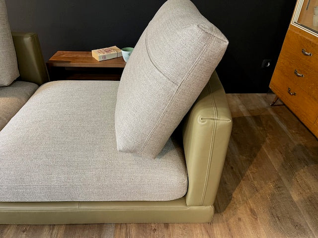 Rolf Benz - Sofa - RB 60 SINA - Stoff grün -Leder beige Kombi - Sofort verfügbar