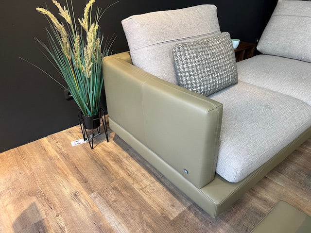 Rolf Benz - Sofa - RB 60 SINA - Stoff grün -Leder beige Kombi - Sofort verfügbar