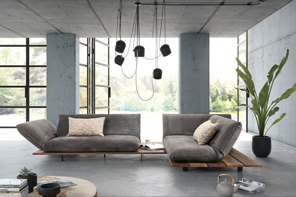 Bullfrog - Sofa - 1047 Akito - Leder grau - konfigurierbar