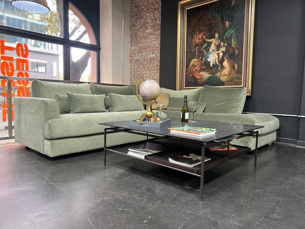Furninova - Ecksofa - Eden - Stoff grün - konfigurierbar