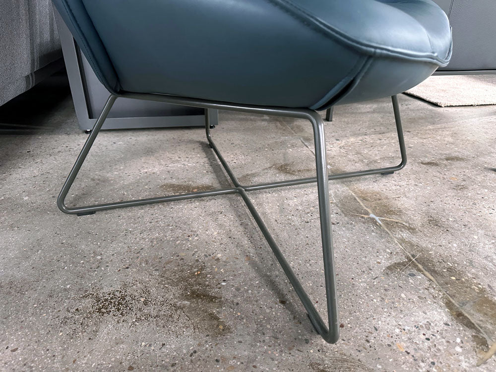 Rolf Benz - Sessel - RB 383 mit Hocker - Leder petrol - sofort verfügbar