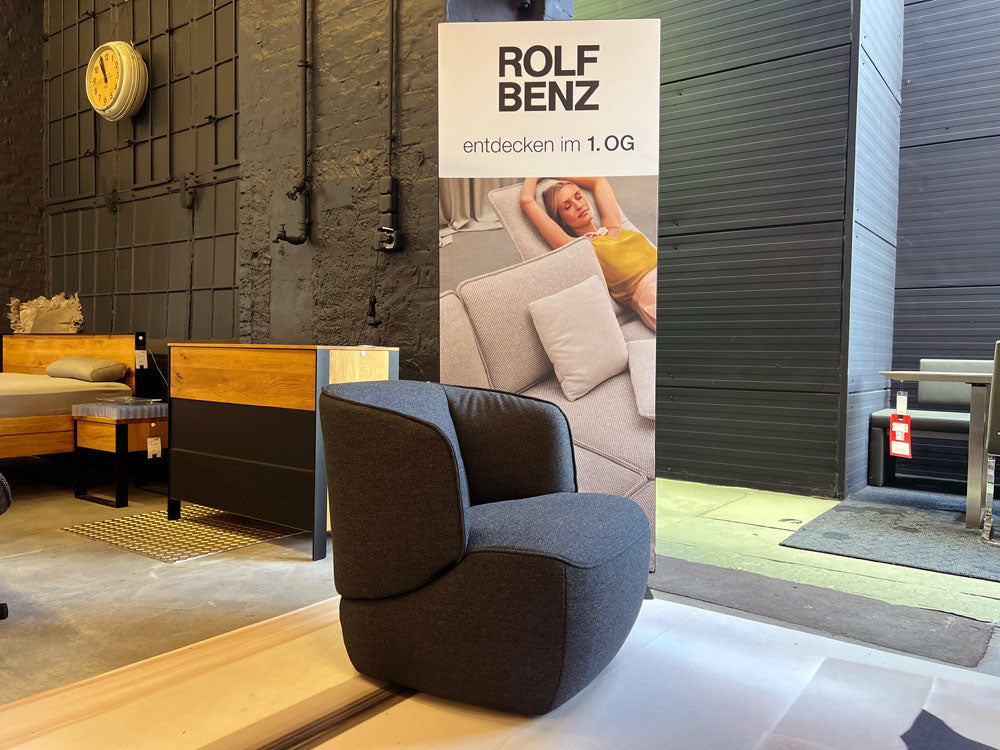 Rolf Benz - Sessel - RB 384  - Stoff blau - sofort verfügbar
