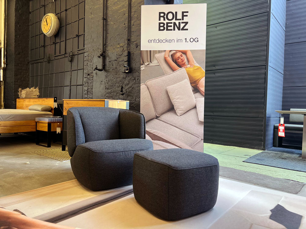 Rolf Benz - Sessel - RB 384  - Stoff blau - sofort verfügbar