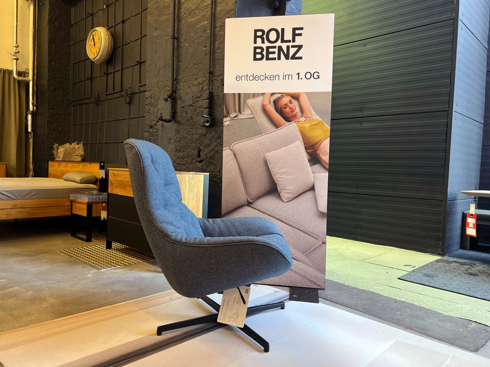 Rolf Benz - Sessel - RB 586 Meg Soft - Stoff blau - sofort verfügbar