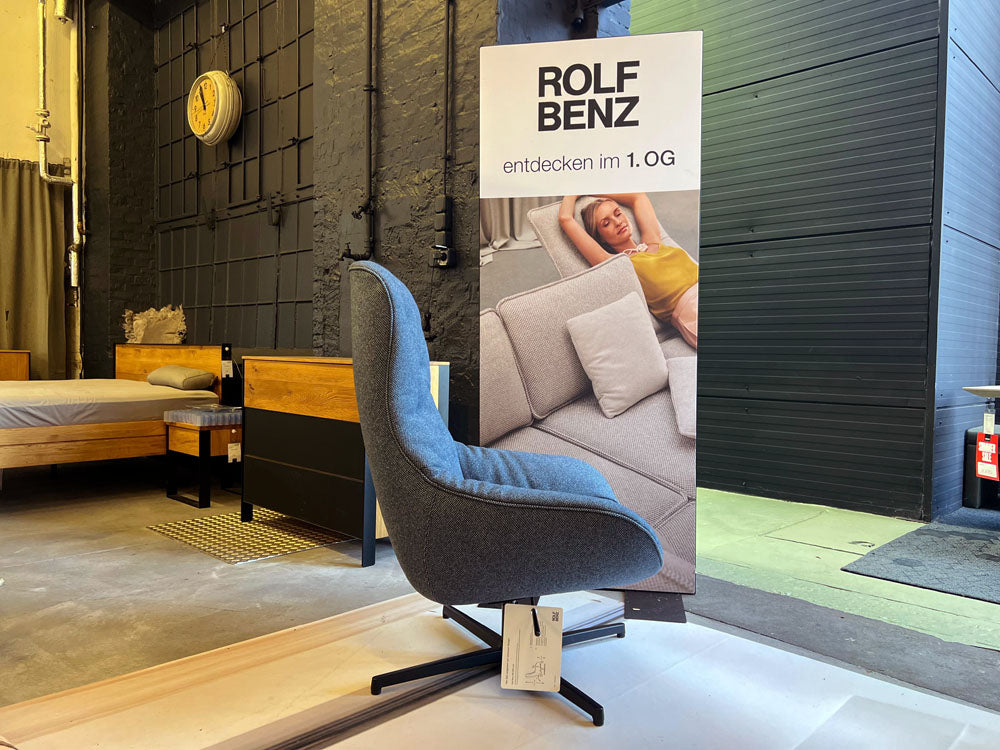 Rolf Benz - Sessel - RB 586 Meg Soft - Stoff blau - sofort verfügbar