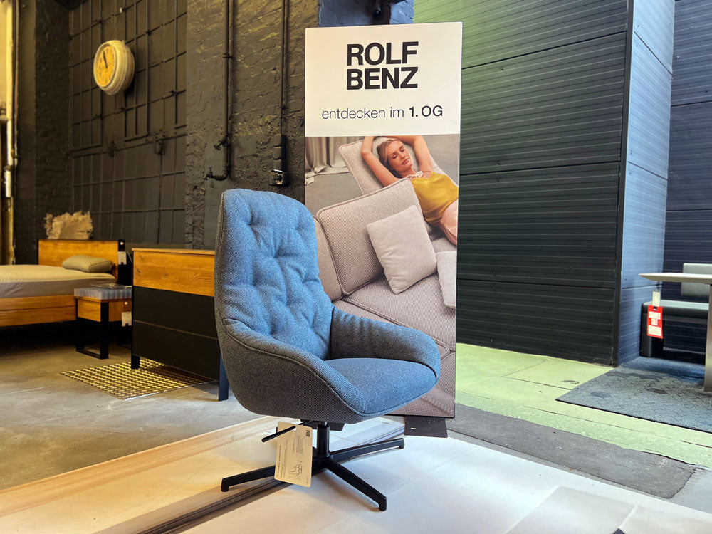 Rolf Benz - Sessel - RB 586 Meg Soft - Stoff blau - sofort verfügbar
