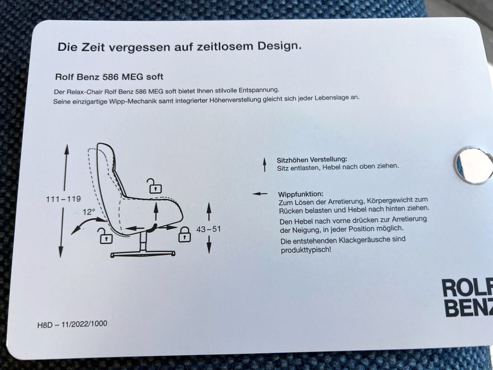Rolf Benz - Sessel - RB 586 Meg Soft - Stoff grün - sofort verfügbar