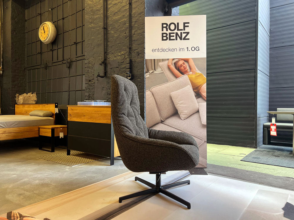 Rolf Benz - Sessel - RB 586 Meg Soft - Stoff schwarzgrün - sofort verfügbar
